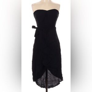 Astr Black Asymmetrical Strapless Dress